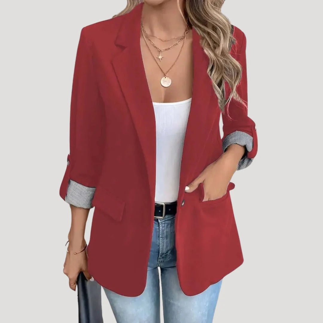 Nuana Damen Maßgeschneiderter Einreihiger Blazer mit Ärmeln