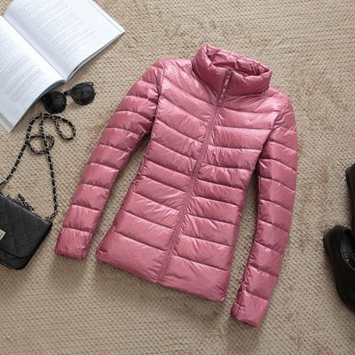 Nuana | Damen Modische Glänzende Kurze Winterjacke