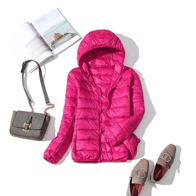 Nuana | Damen Modische Glänzende Kurze Winterjacke