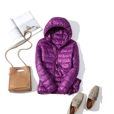 Nuana | Damen Modische Glänzende Kurze Winterjacke