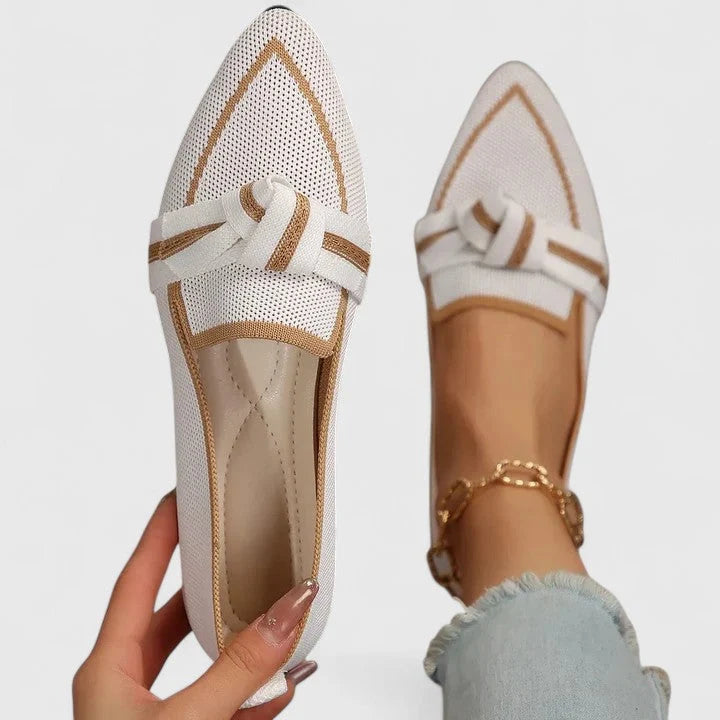 Nuana | Damen Orthopädische Spitz Zulaufende Knoten Loafer