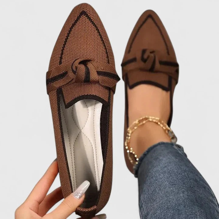 Nuana | Damen Orthopädische Spitz Zulaufende Knoten Loafer