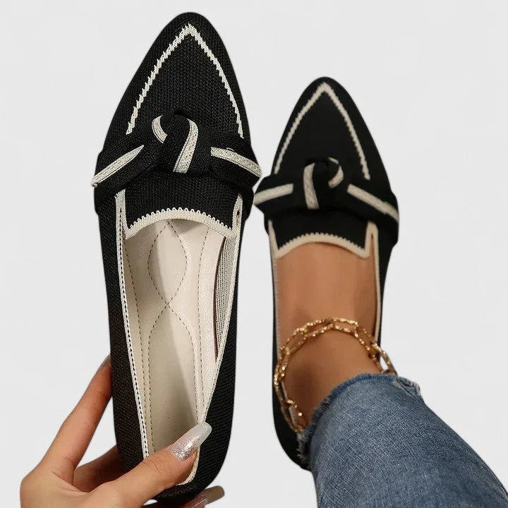 Nuana | Damen Orthopädische Spitz Zulaufende Knoten Loafer