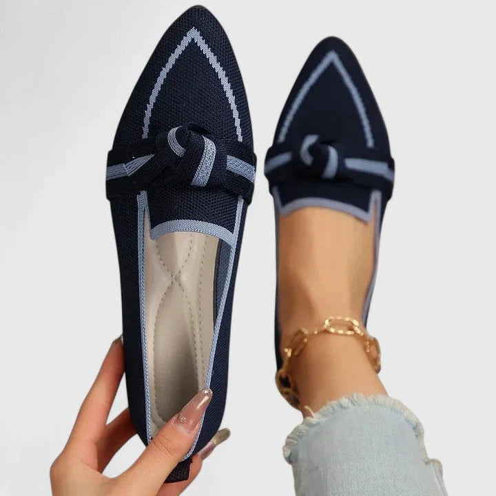 Nuana | Damen Orthopädische Spitz Zulaufende Knoten Loafer