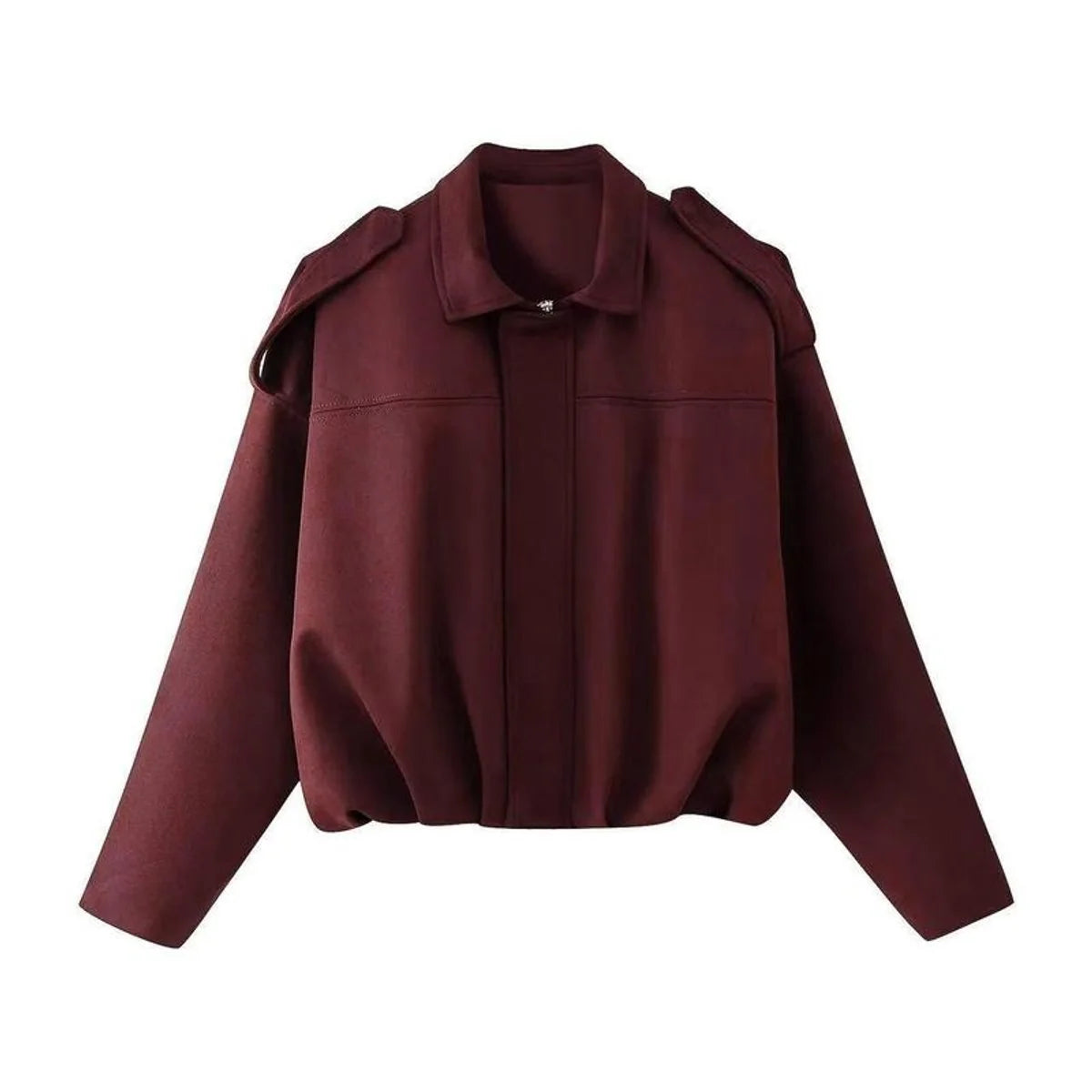 Nuana | Damen Oversized Kurzgeschnittene Kunstwildleder Bomberjacke