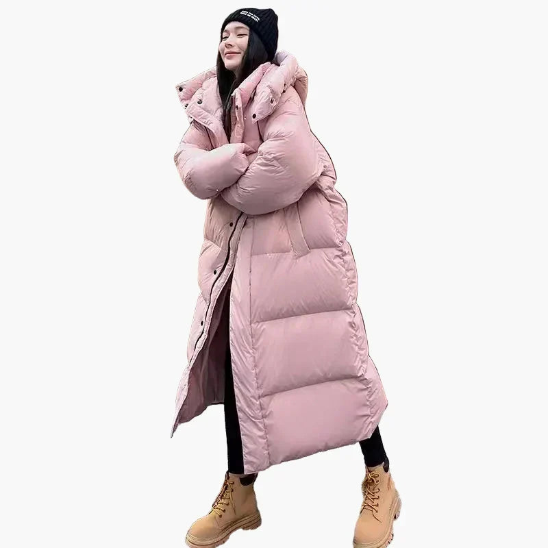 Nuana | Damen Oversized Langer Kapuzen Winter Puffer Mantel