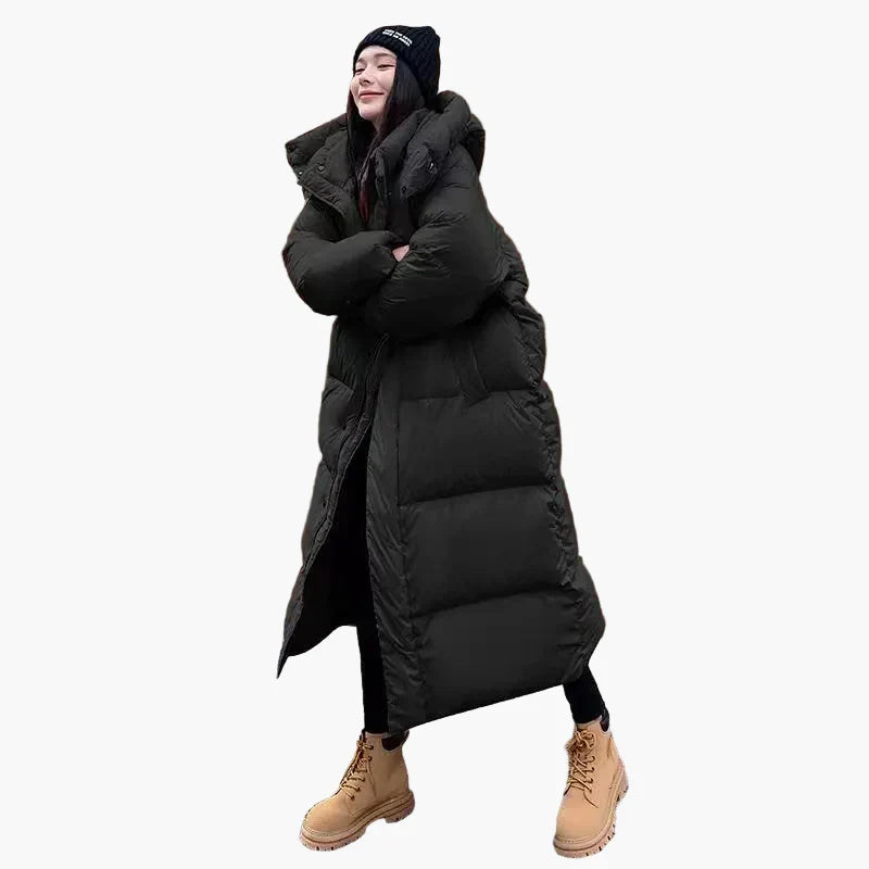 Nuana | Damen Oversized Langer Kapuzen Winter Puffer Mantel
