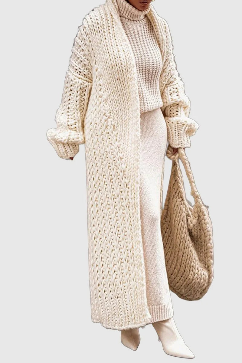 Nuana | Damen Oversized Longline Grobstrick Cardigan Offen