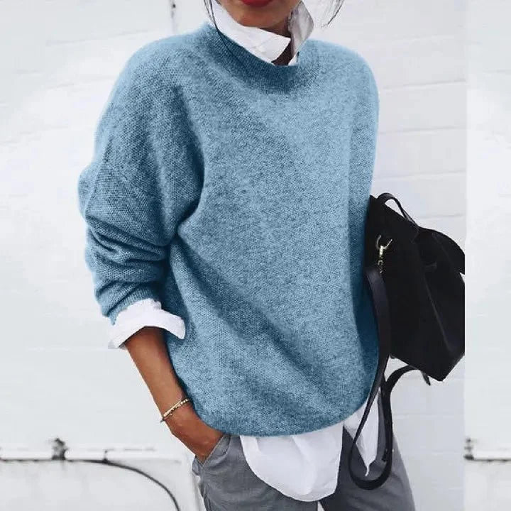 Nuana | Damen Oversized Rundhals Kaschmir-Blend Pullover Sweater