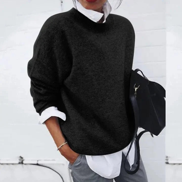 Nuana | Damen Oversized Rundhals Kaschmir-Blend Pullover Sweater