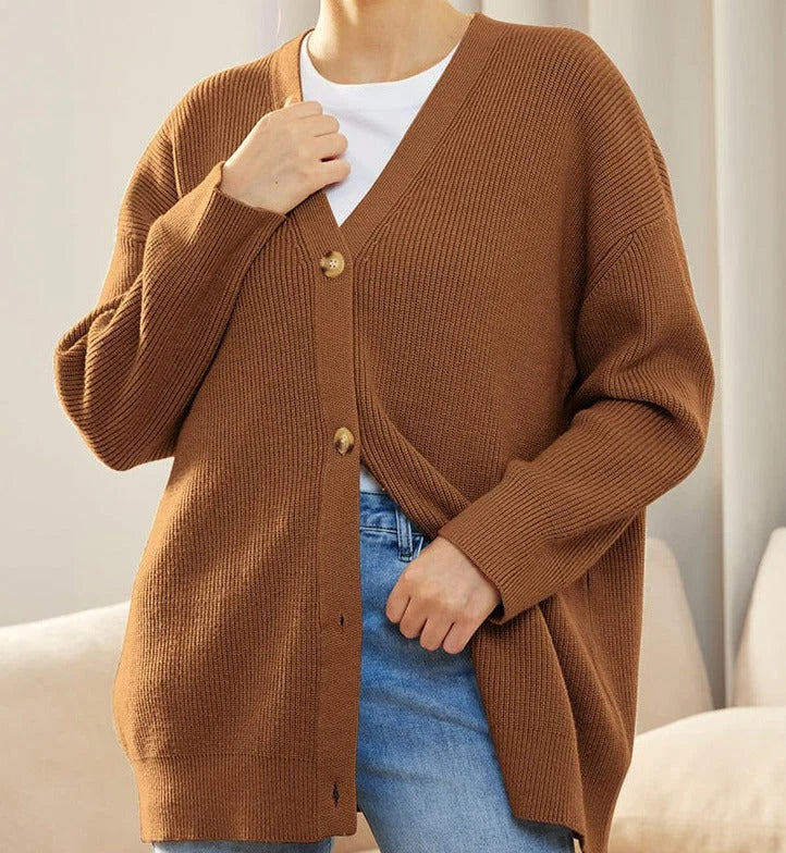 Nuana | Damen Oversized Strickjacke mit Knöpfen
