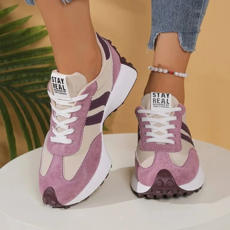 Nuana | Damen Retro Platform Chunky Sneakers mit Schnürung