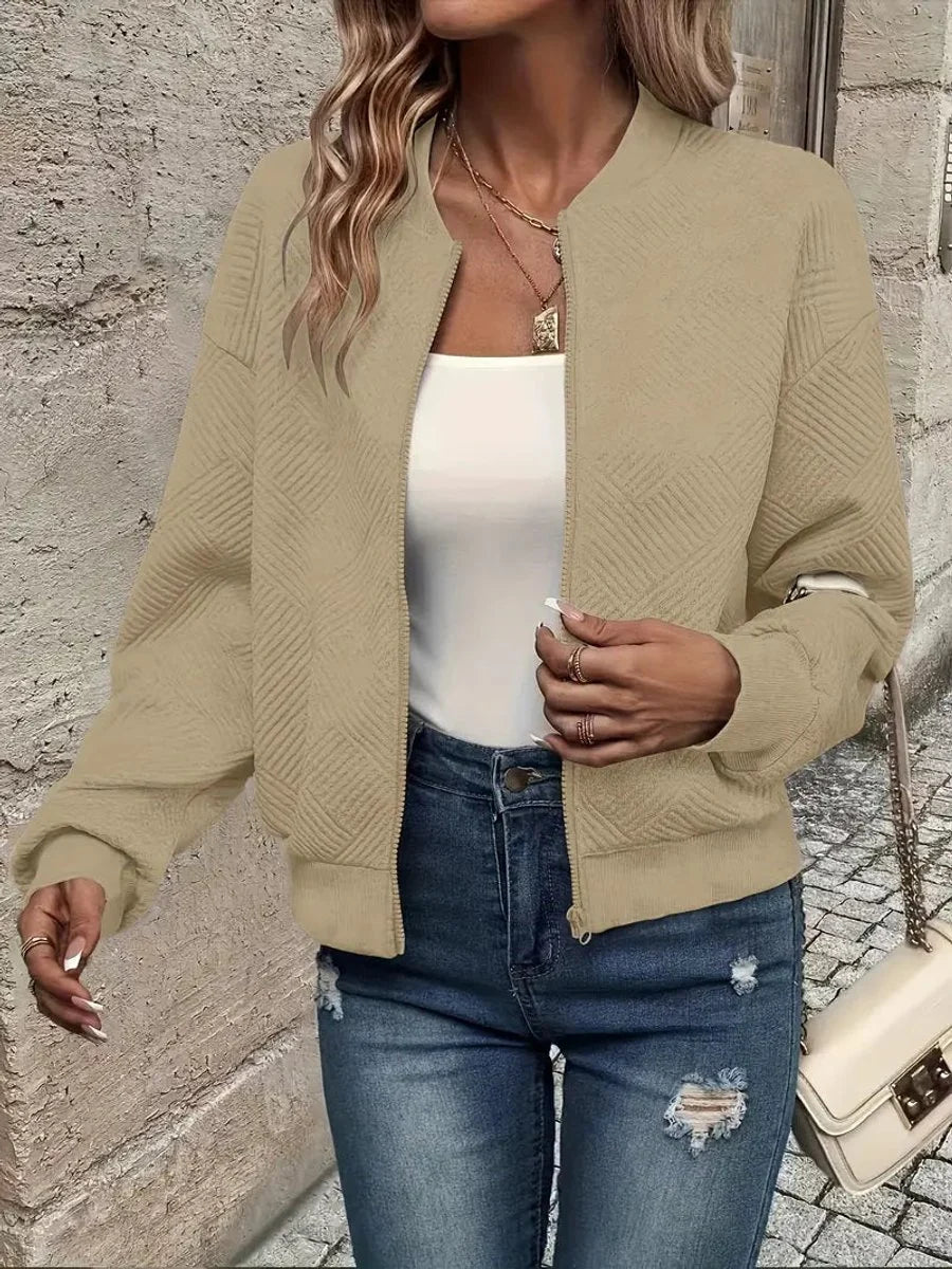 Nuana | Damen Steppjacke leichte Zip-Up Bomberjacke strukturierter Stoff