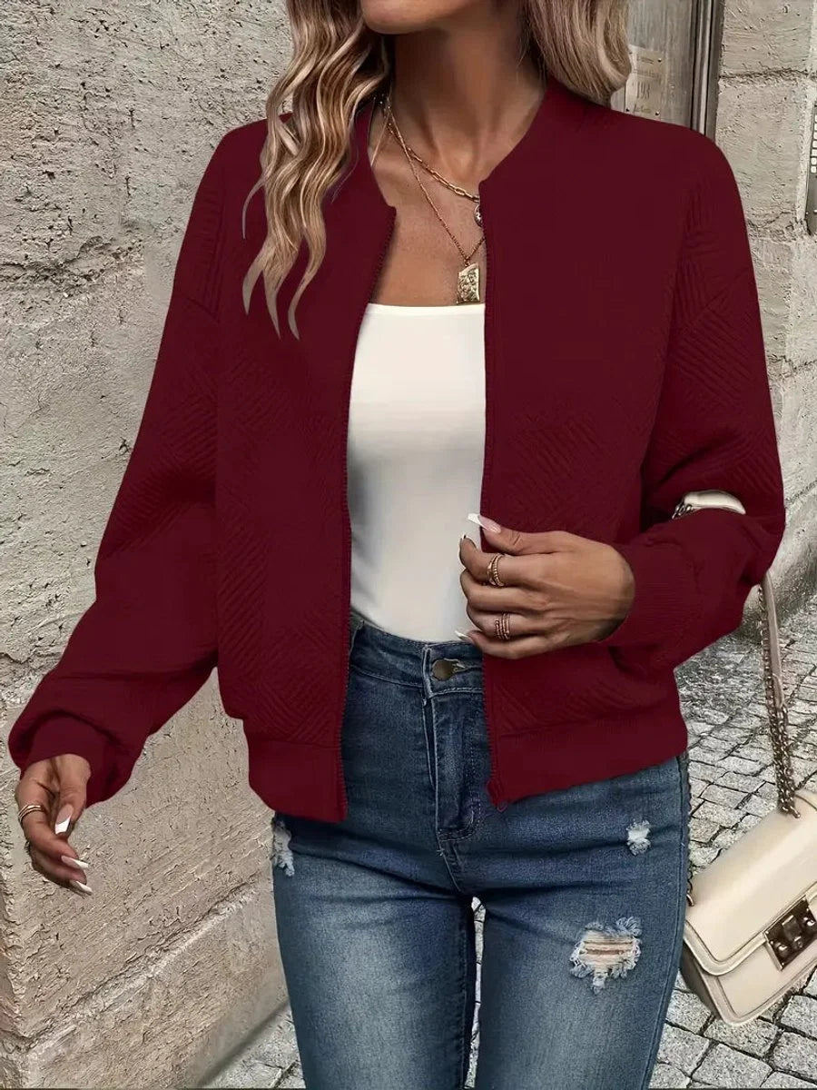 Nuana | Damen Steppjacke leichte Zip-Up Bomberjacke strukturierter Stoff