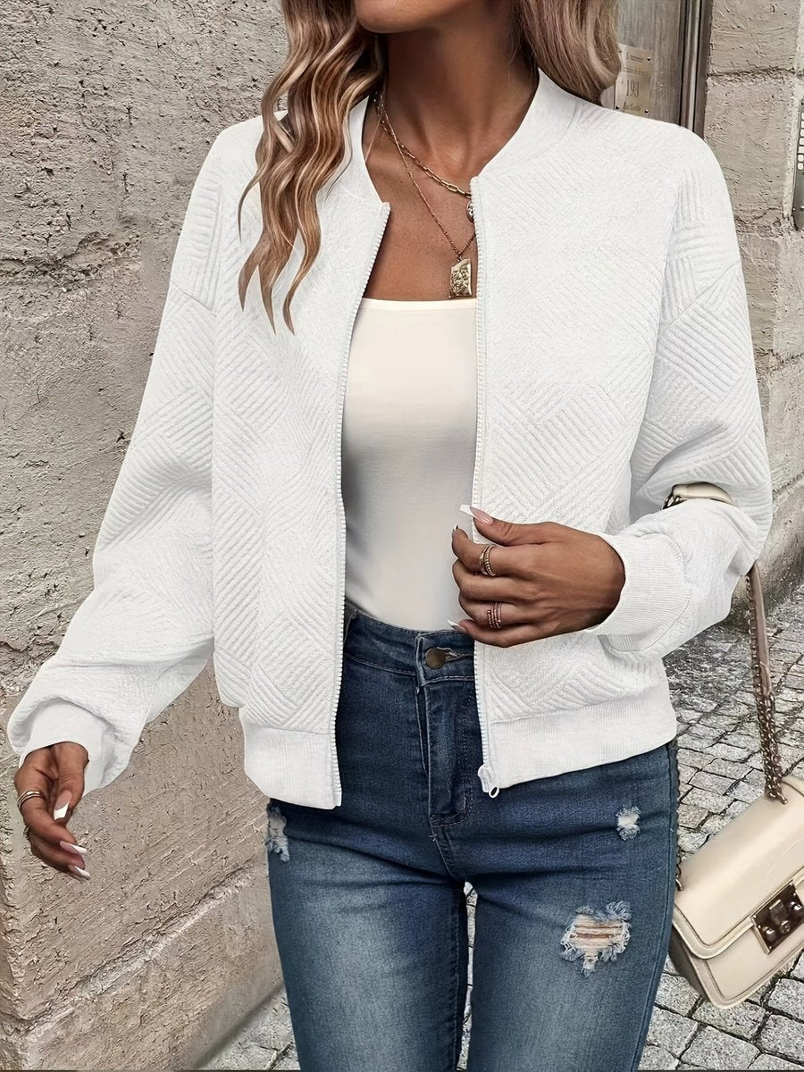 Nuana | Damen Steppjacke leichte Zip-Up Bomberjacke strukturierter Stoff