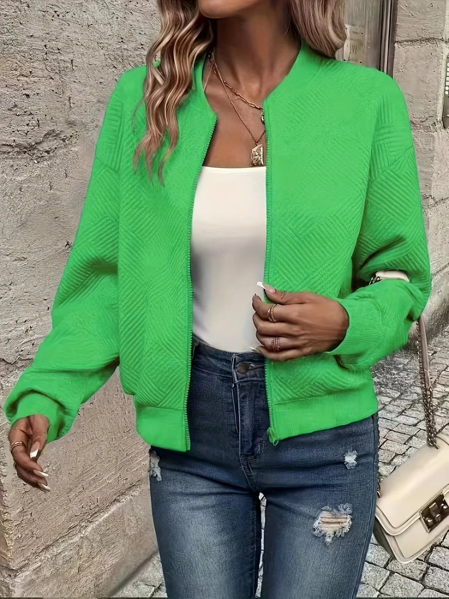 Nuana | Damen Steppjacke leichte Zip-Up Bomberjacke strukturierter Stoff
