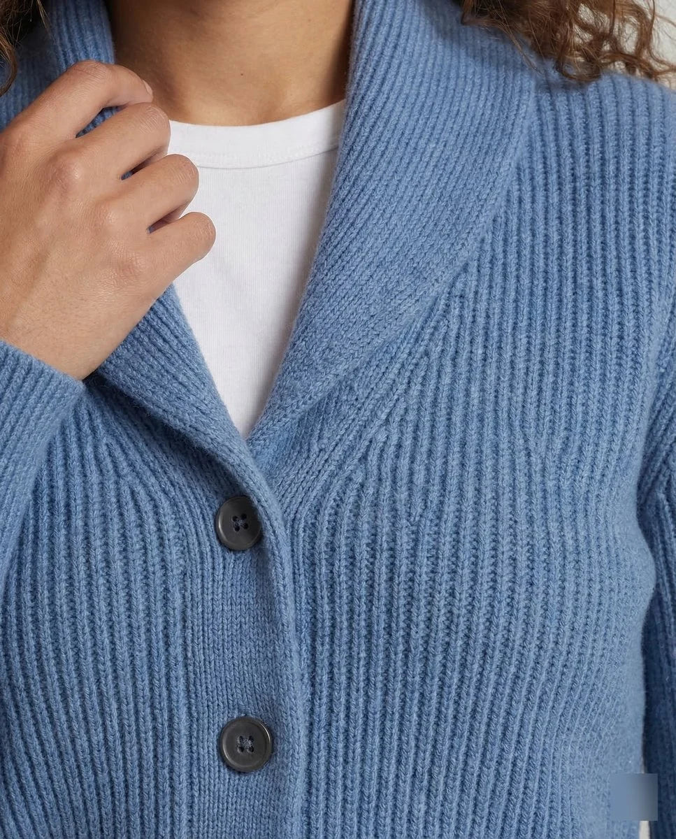 Nuana | Damen Strick-Cardigan mit Revers-Kragen Knopfleiste Langarm