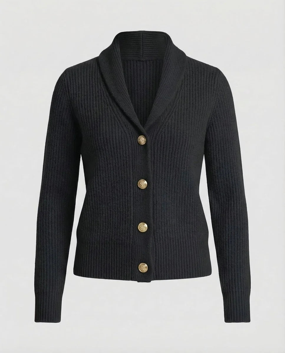 Nuana | Damen Strick-Cardigan mit Revers-Kragen Knopfleiste Langarm