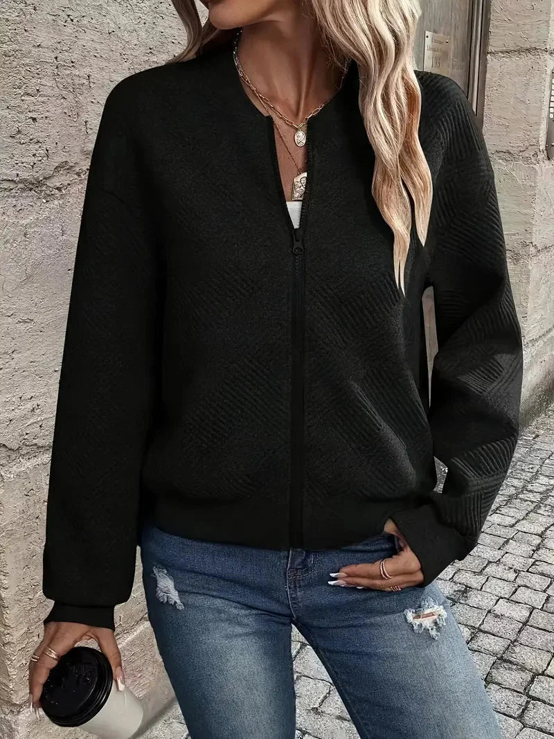 Nuana | Damen Strickjacke mit Reißverschluss und Struktur