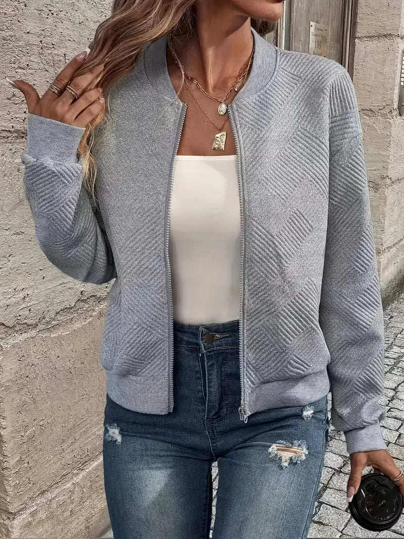 Nuana | Damen Strickjacke mit Reißverschluss und Struktur
