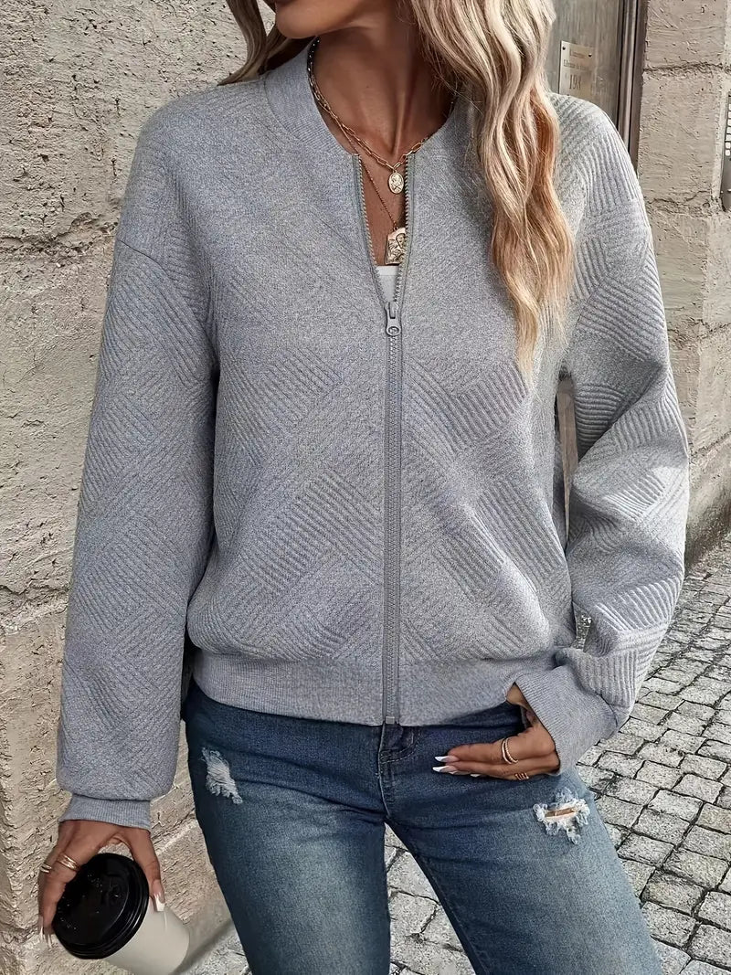 Nuana | Damen Strickjacke mit Reißverschluss und Struktur