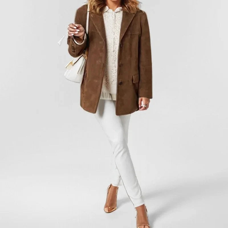 Nuana | Damen Urban Style Locker Sitzende Lederjacke