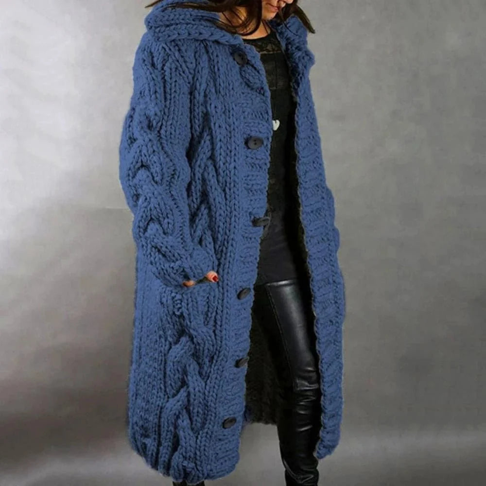Nuana | Damen Warmer Langer Strickcardigan für den Winter