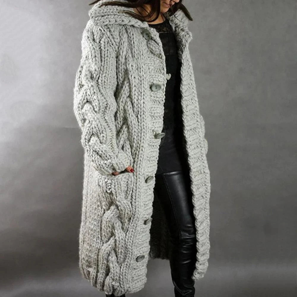 Nuana | Damen Warmer Langer Strickcardigan für den Winter