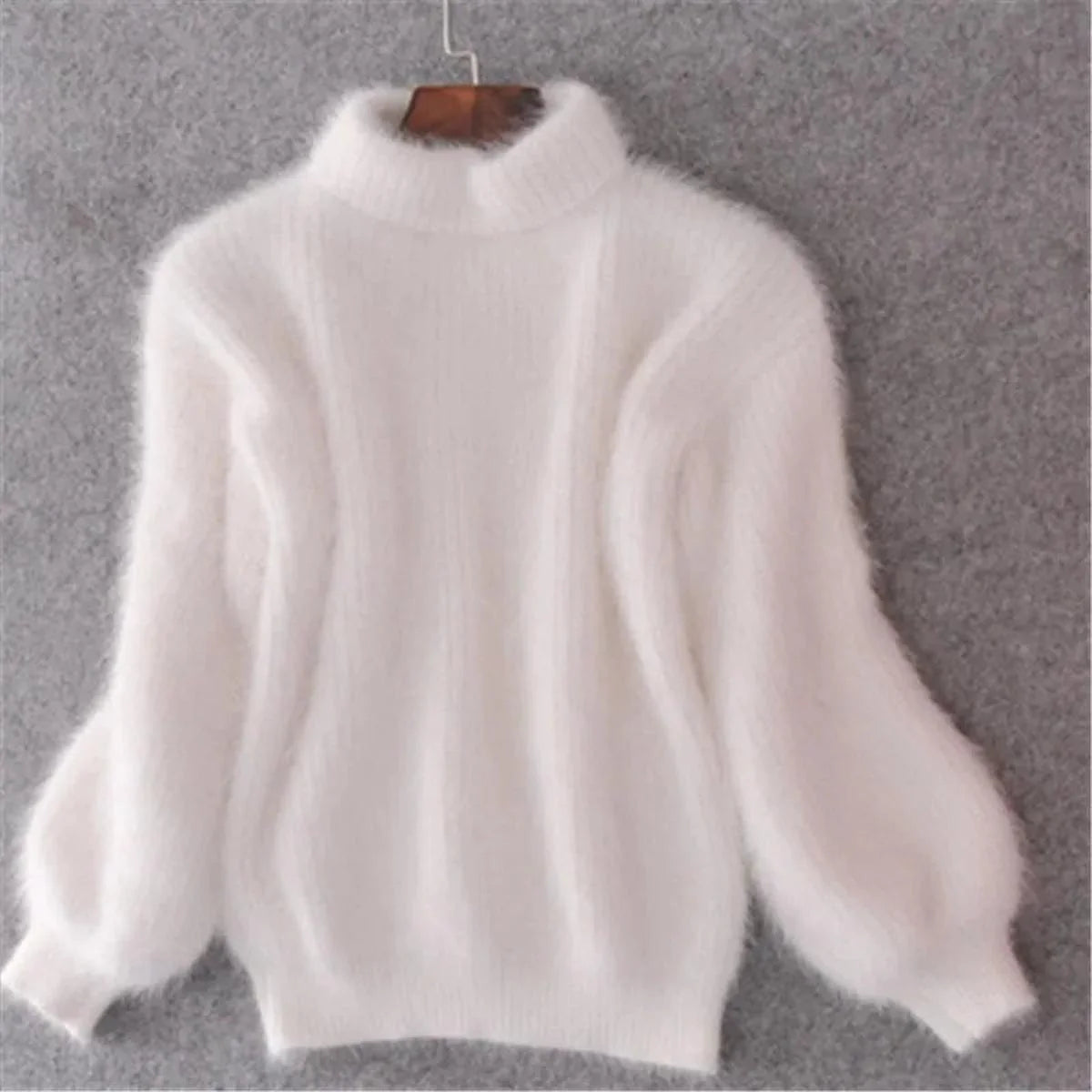 Nuana | Damen Weicher Flauschiger Winterpullover mit hohem Kragen