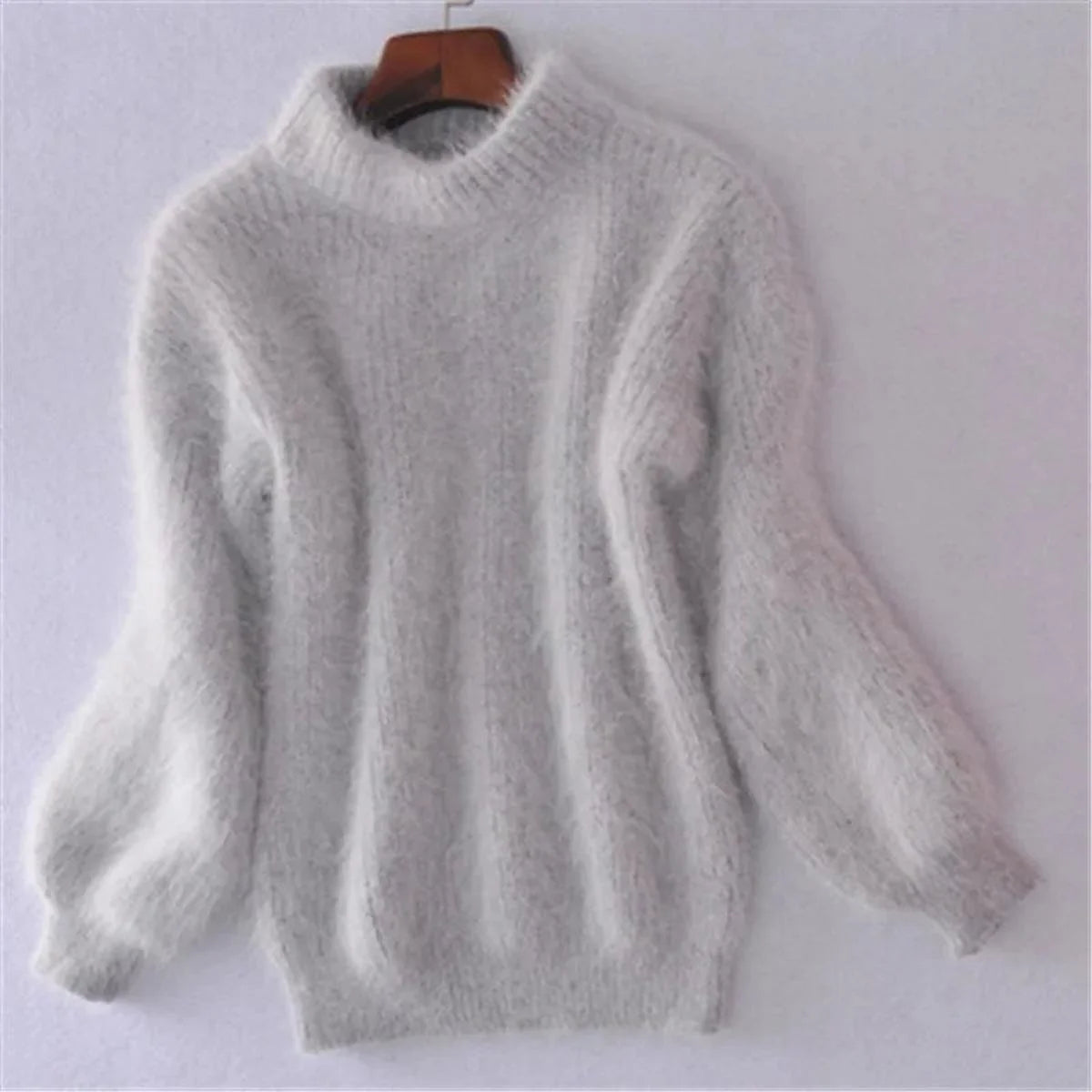 Nuana | Damen Weicher Flauschiger Winterpullover mit hohem Kragen