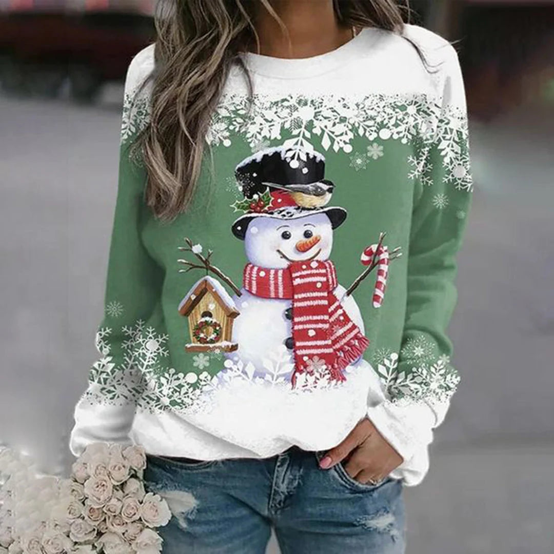 Nuana | Damen-Weihnachtspullover mit Schneemann-Motiv
