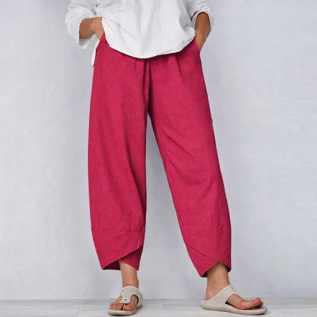 Nuana | Damen Weite Bein Lässige Cropped Hose
