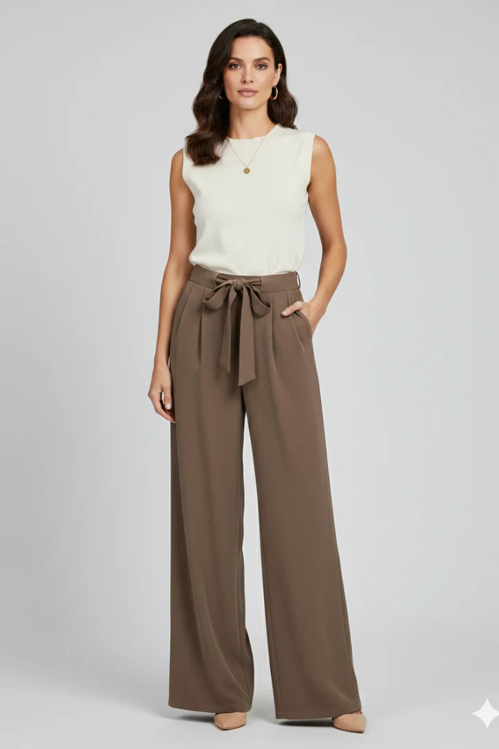 Nuana | Damen Wide-Leg Palazzo-Hose mit Kordelzugbund