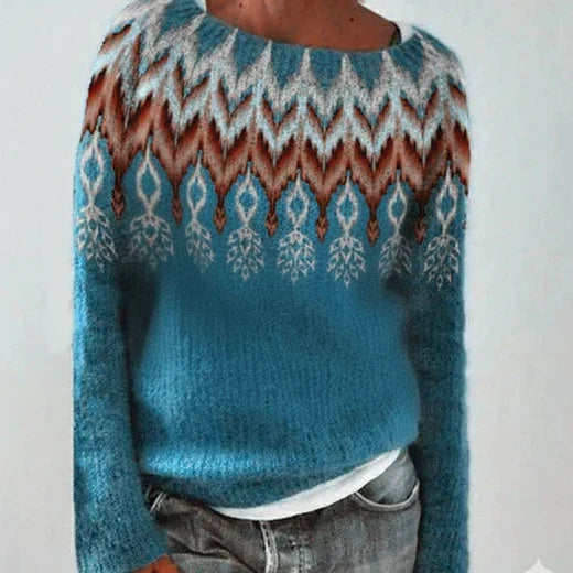 Nuana | Damen-Winter-Weihnachtspullover mit nordischem Muster