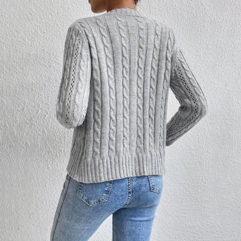 Nuana | Damen Zopfmuster Strickjacke mit Knopfleiste