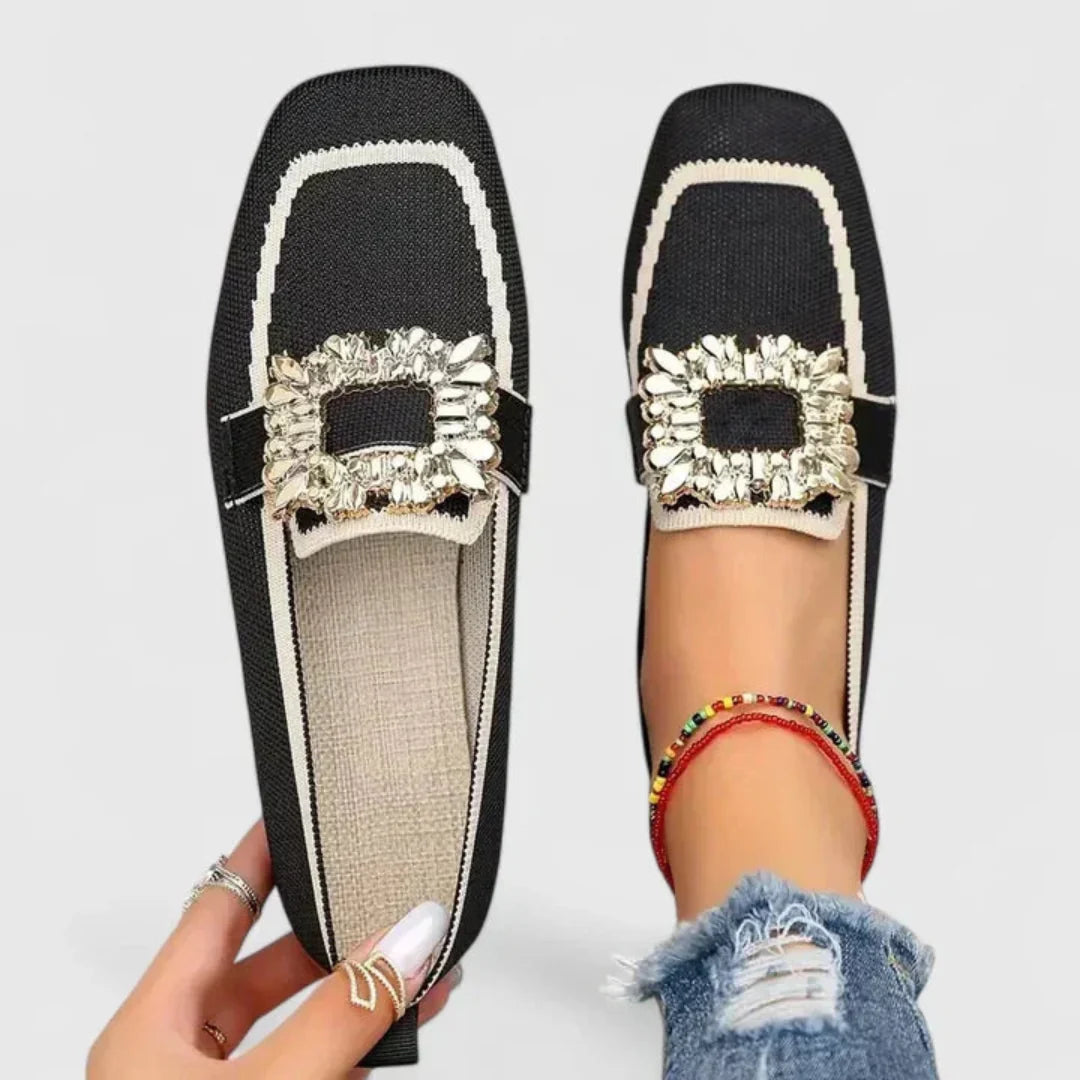Nuana Doris | Damen Kristallschnalle Slip-On Loafer