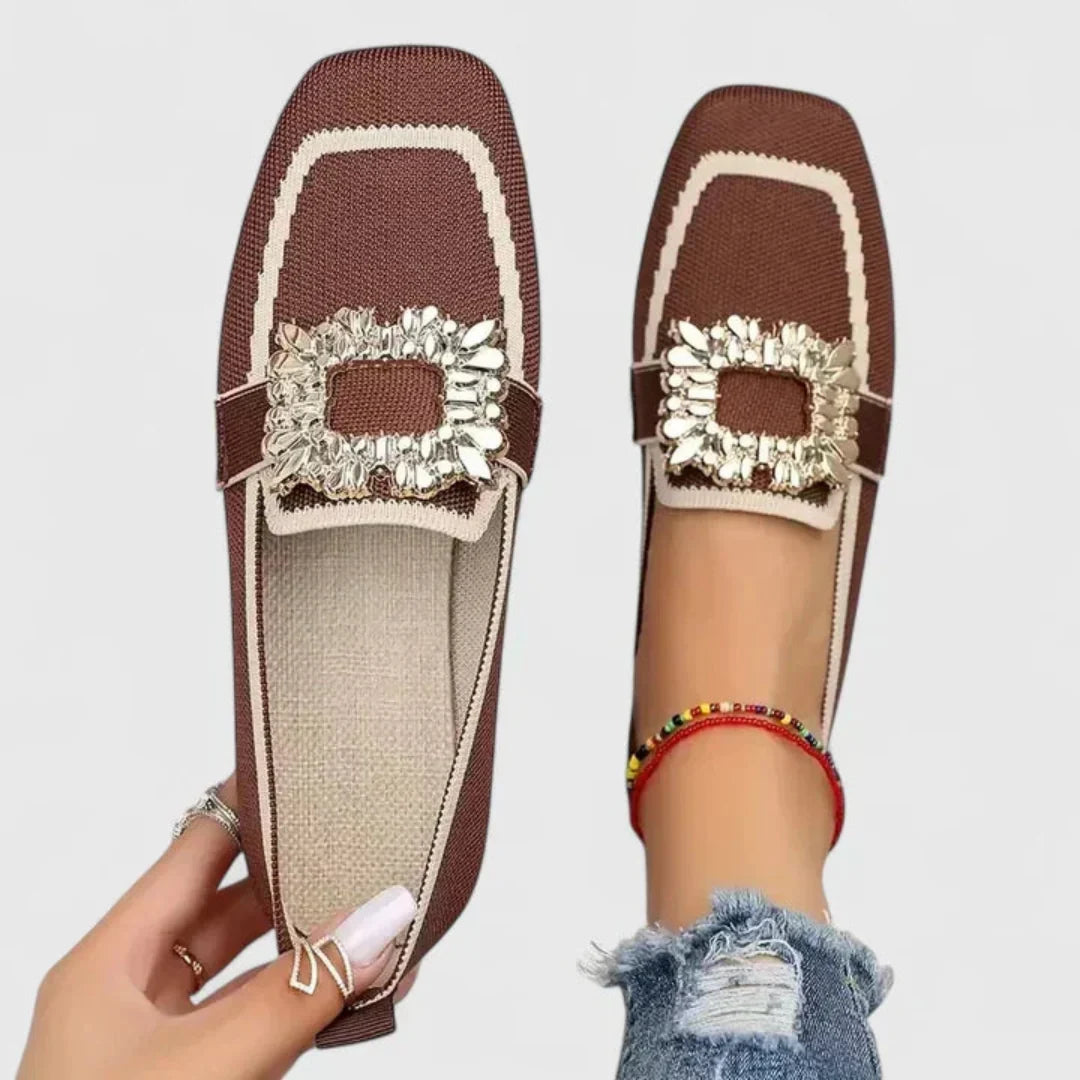 Nuana Doris | Damen Kristallschnalle Slip-On Loafer