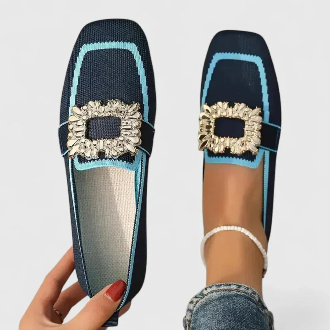 Nuana Doris | Damen Kristallschnalle Slip-On Loafer