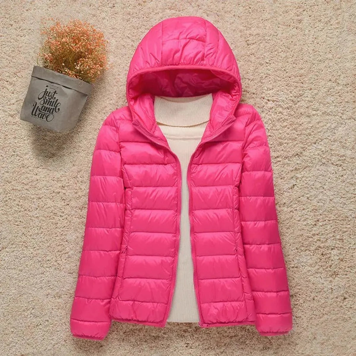 Nuana Elisabeth | Damen Steppjacke mit Kapuze ultraleichte Übergangsjacke