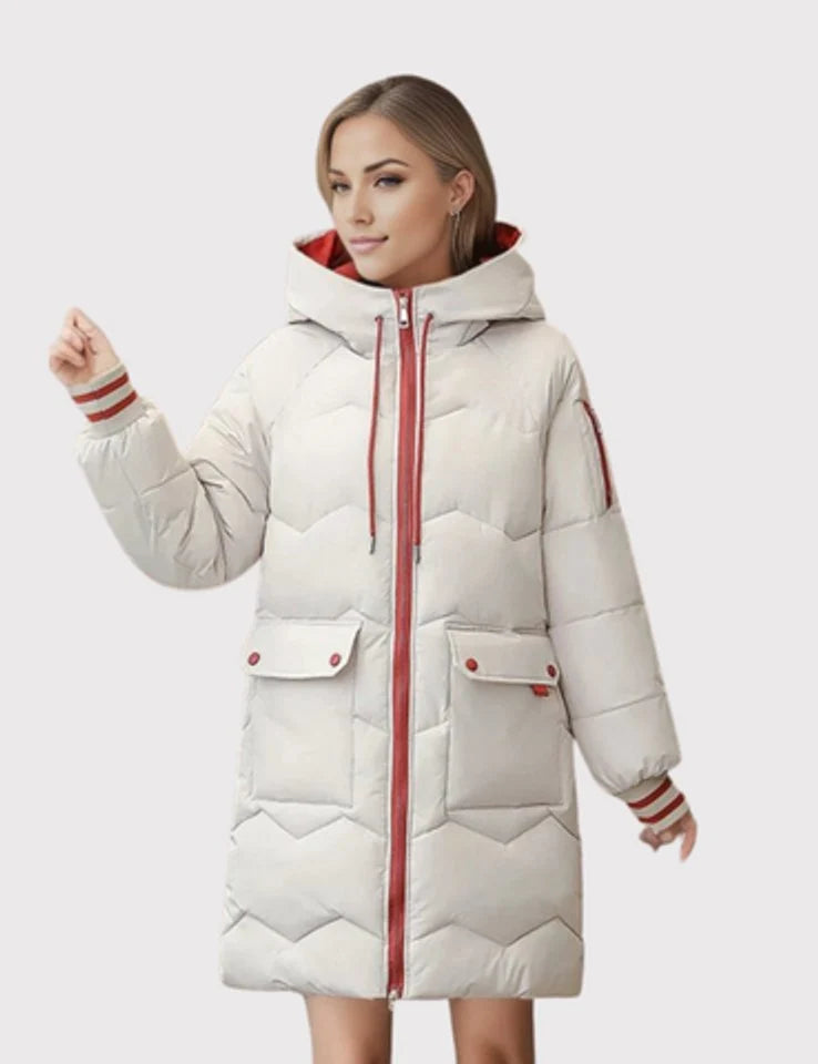 Nuana Elisabeth | Wintermantel Damen Langer Gesteppter Parka mit Kapuze