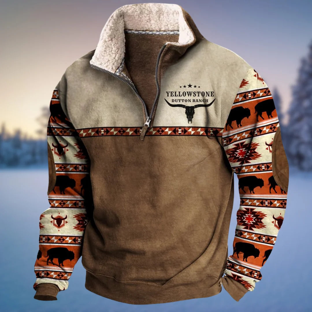 Nuana Emil Herren Lässiger Winterpullover mit Halb-Reißverschluss
