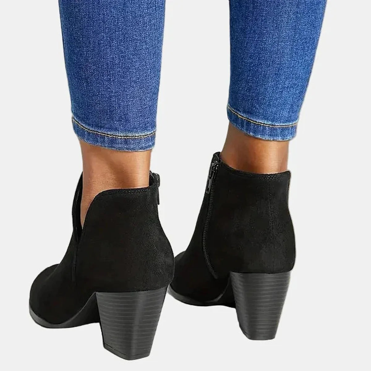 Nuana Emilia Damen Wildleder Blockabsatz Ankle Boots mit Reißverschluss