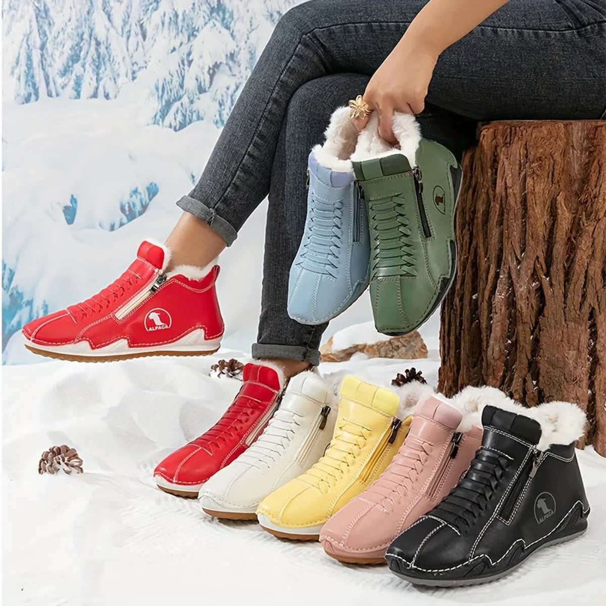 Nuana Frieda | Damen Gefütterte Ankle Boots Kunstleder Reißverschluss Winterstiefeletten