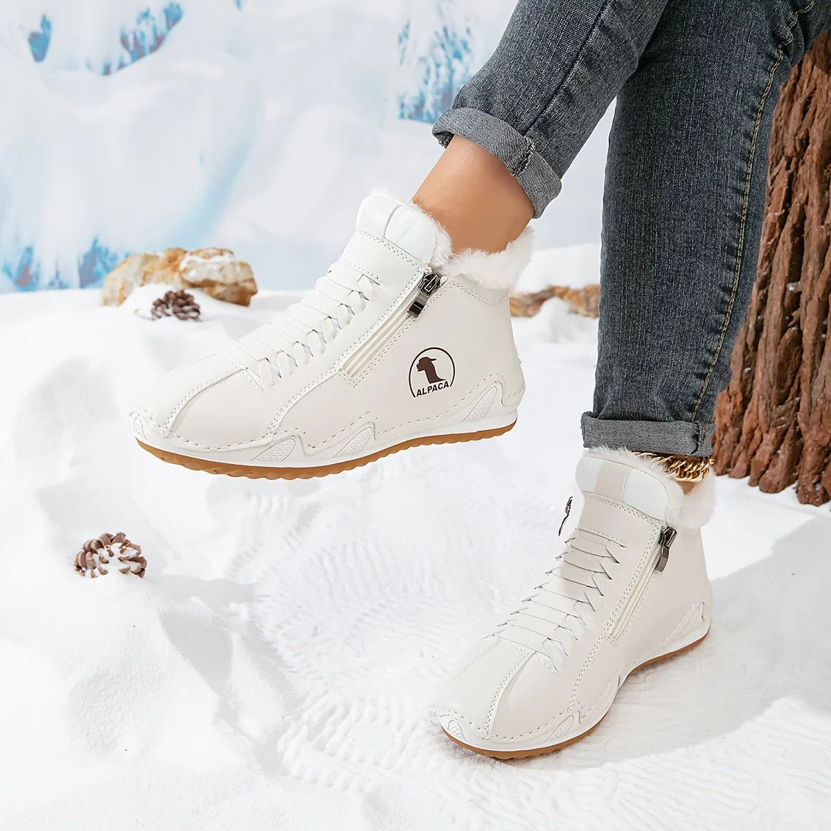 Nuana Frieda | Damen Gefütterte Ankle Boots Kunstleder Reißverschluss Winterstiefeletten