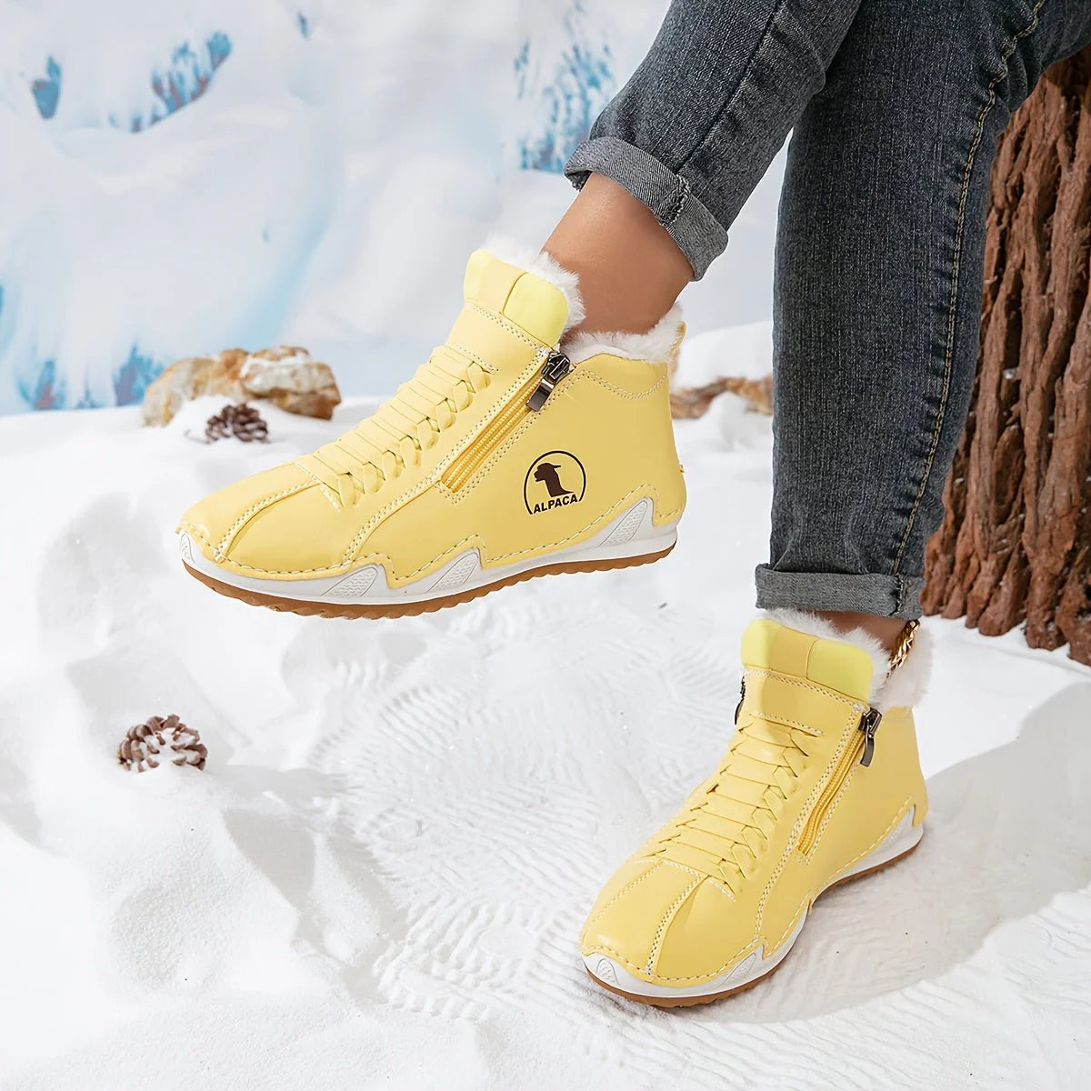 Nuana Frieda | Damen Gefütterte Ankle Boots Kunstleder Reißverschluss Winterstiefeletten
