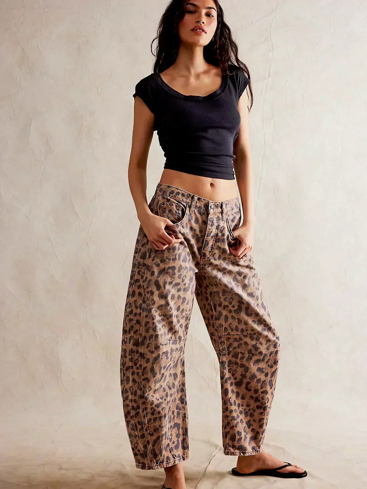 Nuana Gabriela | Damen Bedruckte Jeans mit Weitem Bein