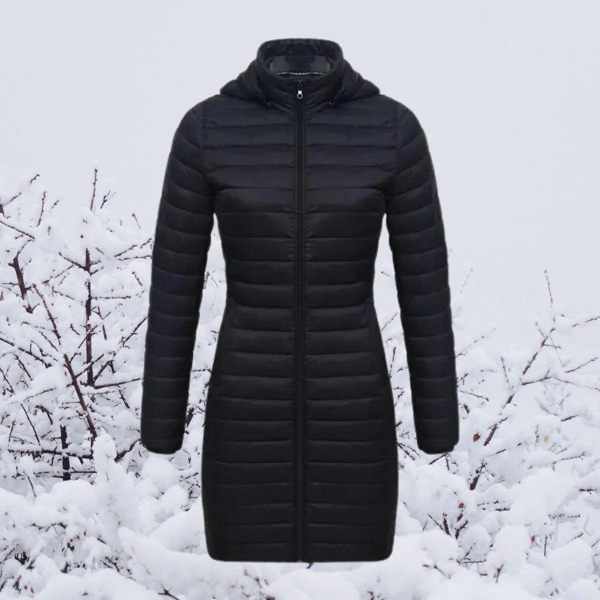 Nuana Greta | Wintermantel Damen Ultraleichter Langer Gesteppter Parka mit Kapuze