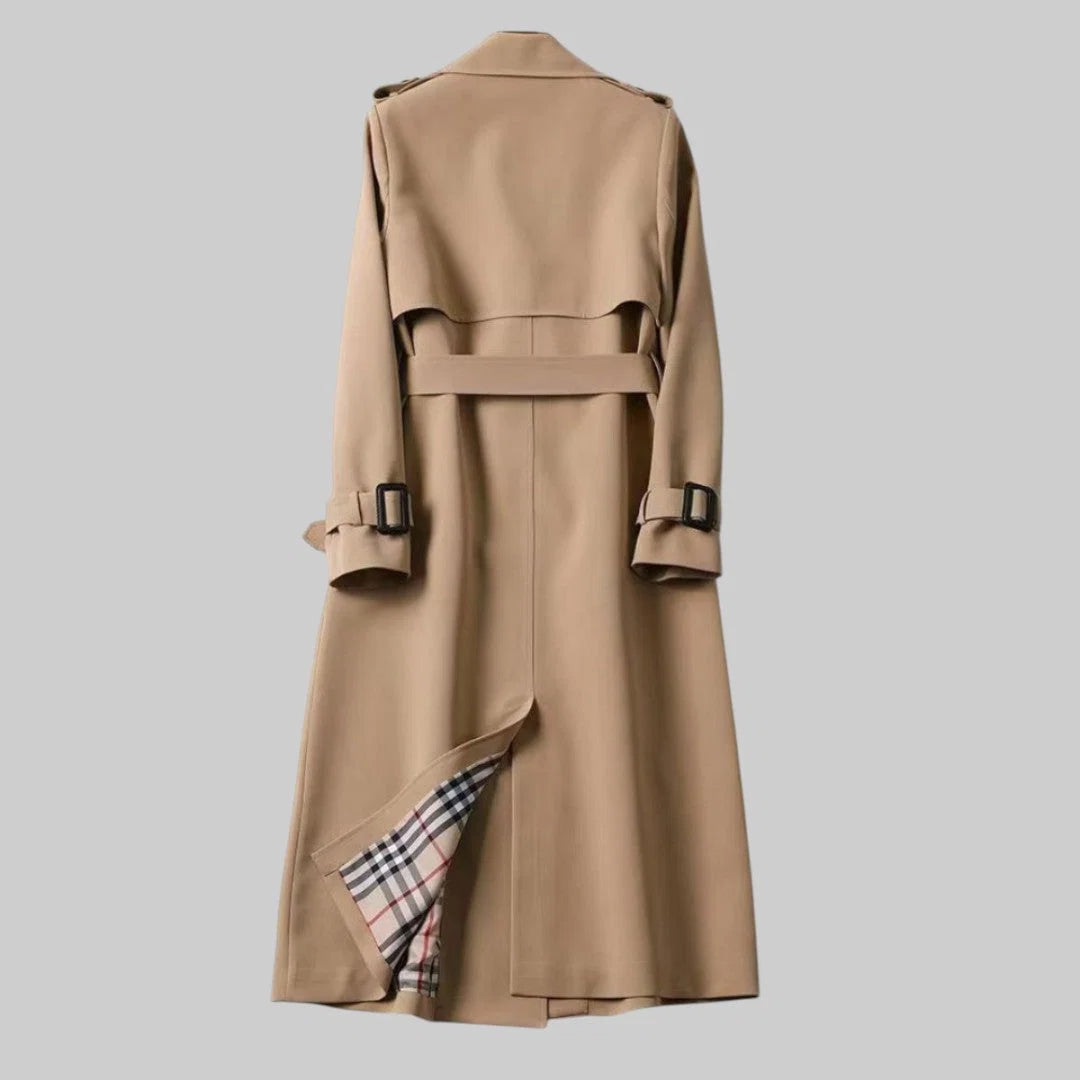 Nuana Helga | Damen Langer Doppelreihiger Trenchcoat Mit Gürtel