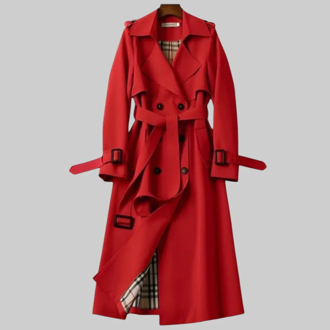 Nuana Helga | Damen Langer Doppelreihiger Trenchcoat Mit Gürtel