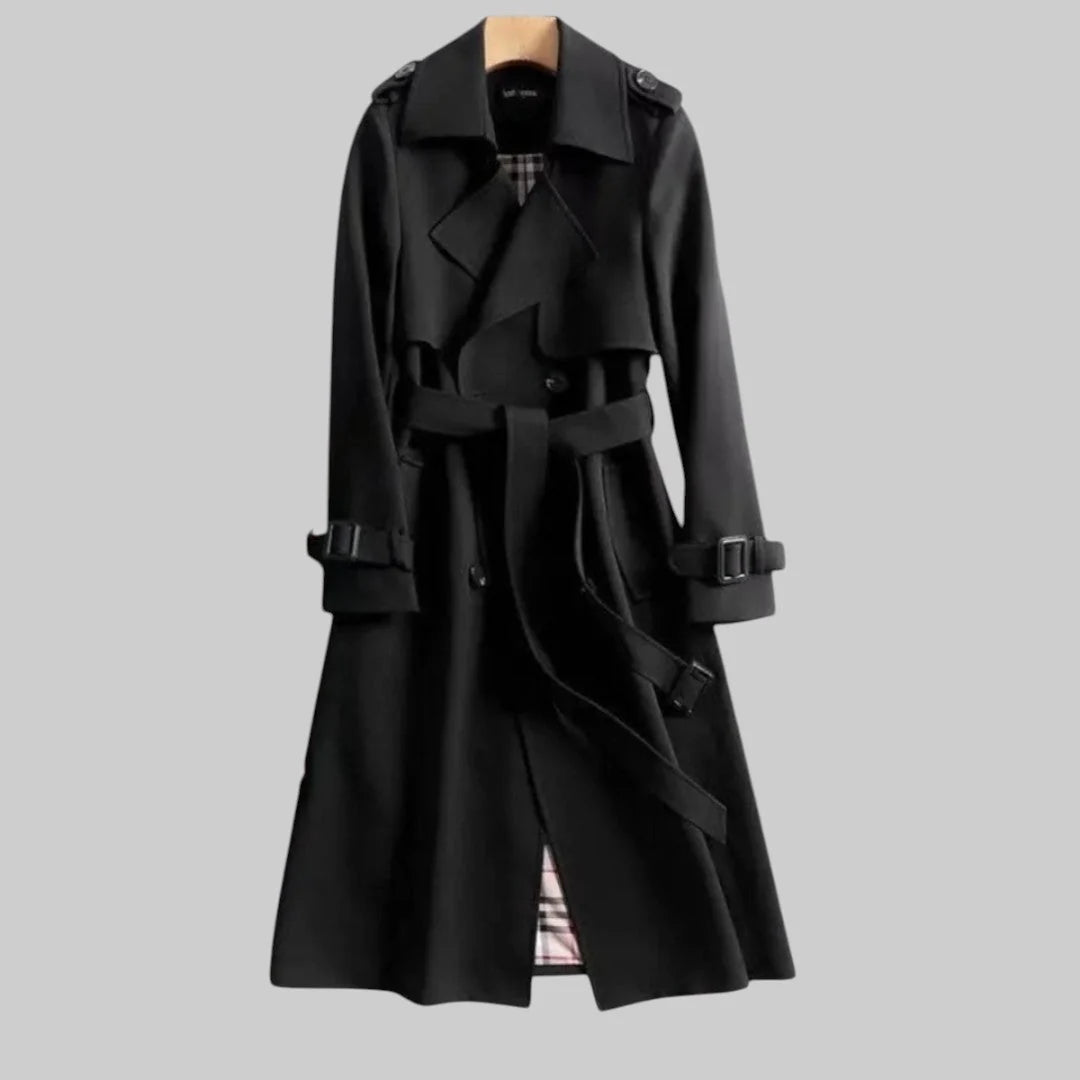 Nuana Helga | Damen Langer Doppelreihiger Trenchcoat Mit Gürtel